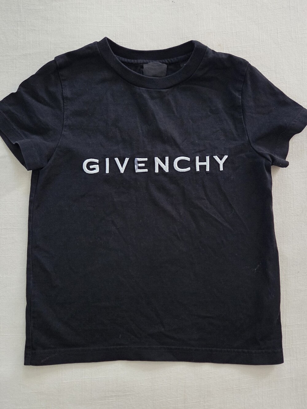 Givenchy Kids Black Embroidered Spellout Logo Tee 4t 100% Cotton